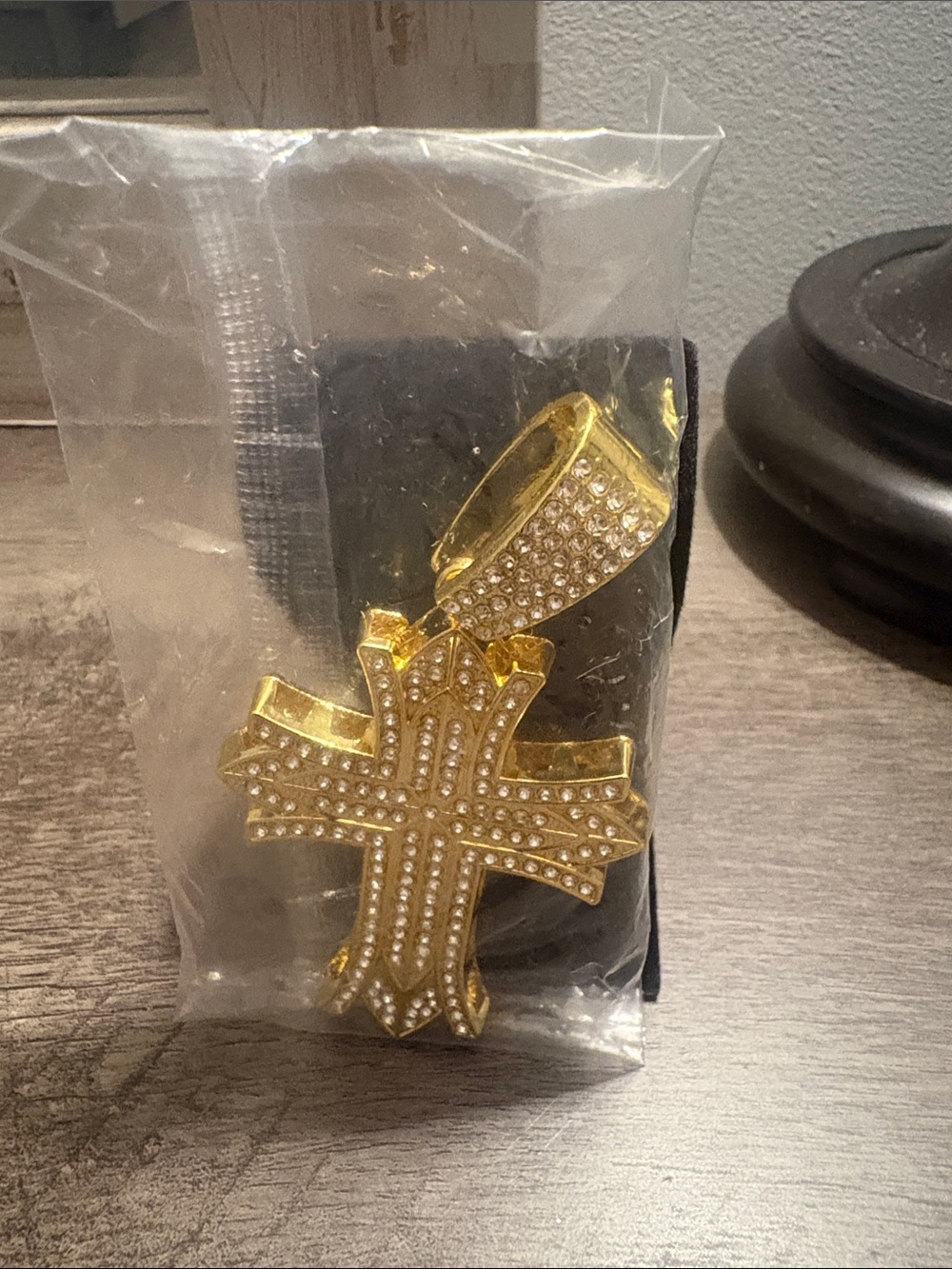 Gold Crystal Cross Pendant Necklace - Men Accessories
